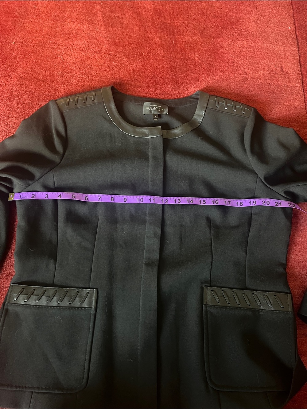 St. John Tailored Black Collarless Embellished Jacket - Picture 8 of 9